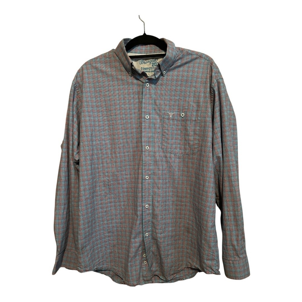 Wrangler‎ 20X Competition Mens Plaid Long Sleeve Button Down Western Shirt